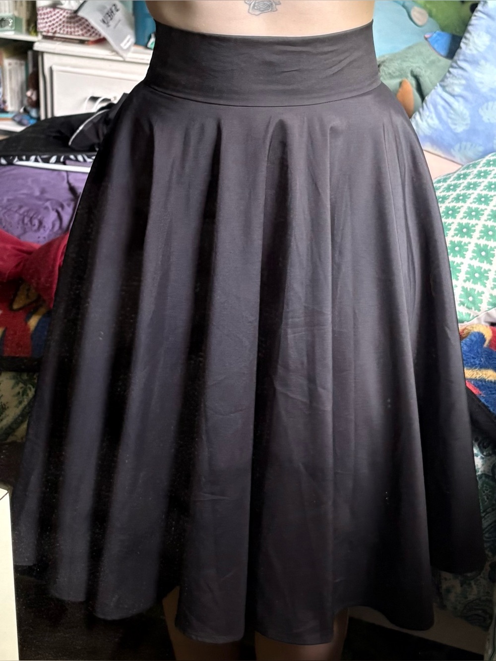 High-Waist Black Circle Skirt